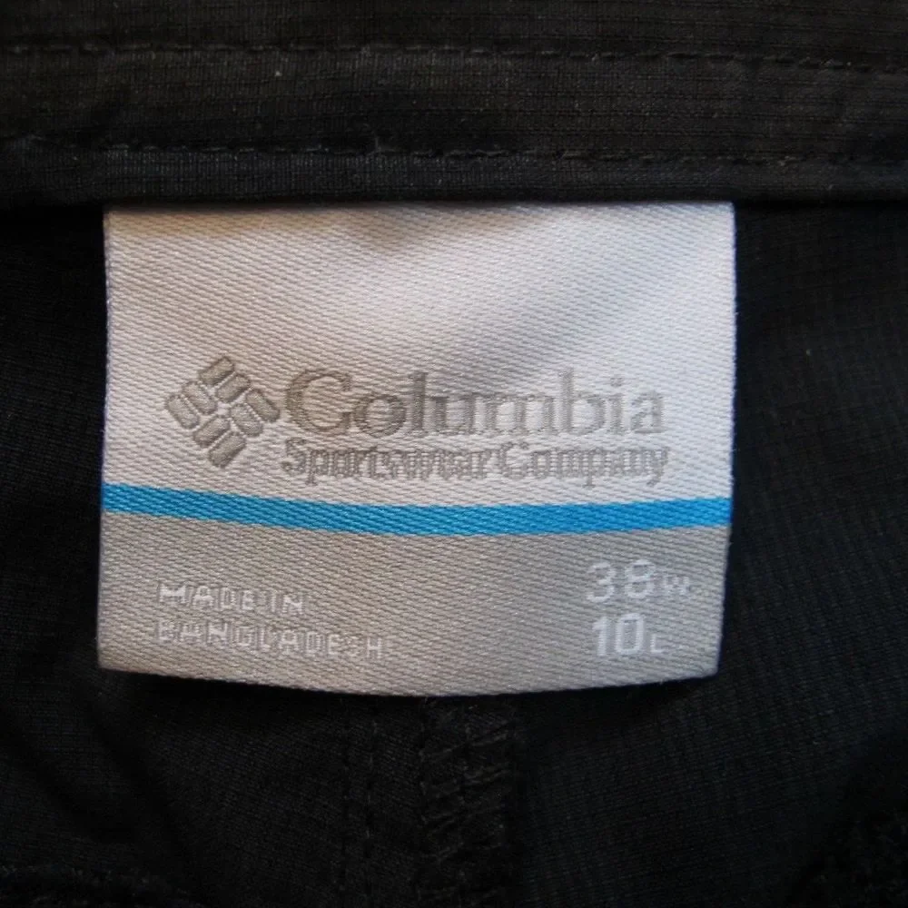 Columbia PFG Flat Front‎ Casual Black Nylon Shorts Men's Size 38 10